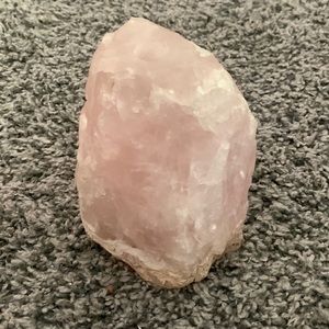 Pink rose quartz Crystal geode tiny taper candle holder